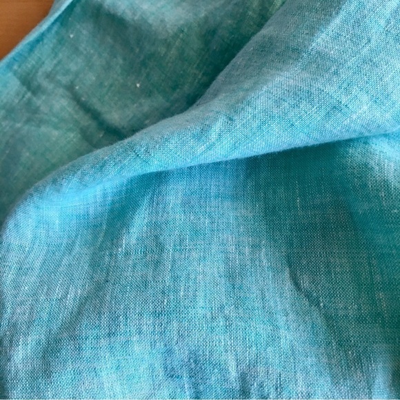 Lands’ End 100% Linen Tunic, Aqua Blue, Size 14 - Picture 7 of 17